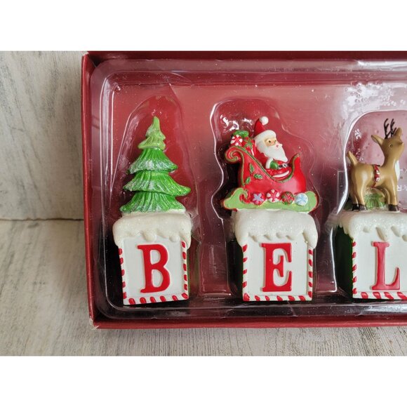 St Nicholas square Believe AS IS letter sign reindeer set xmas - Picture 2 of 14